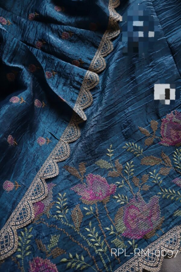 Beautiful crushed tissue silk sarees in stunning shade - Image 5