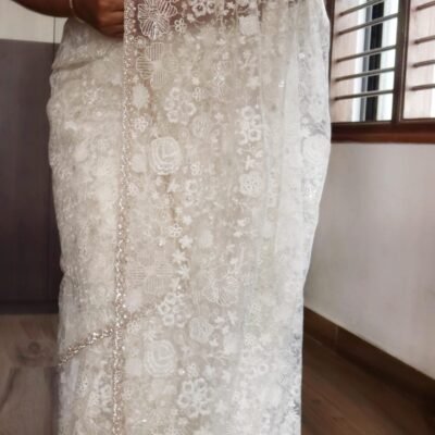 Beautiful floral Chantilly lace exclusive sarees