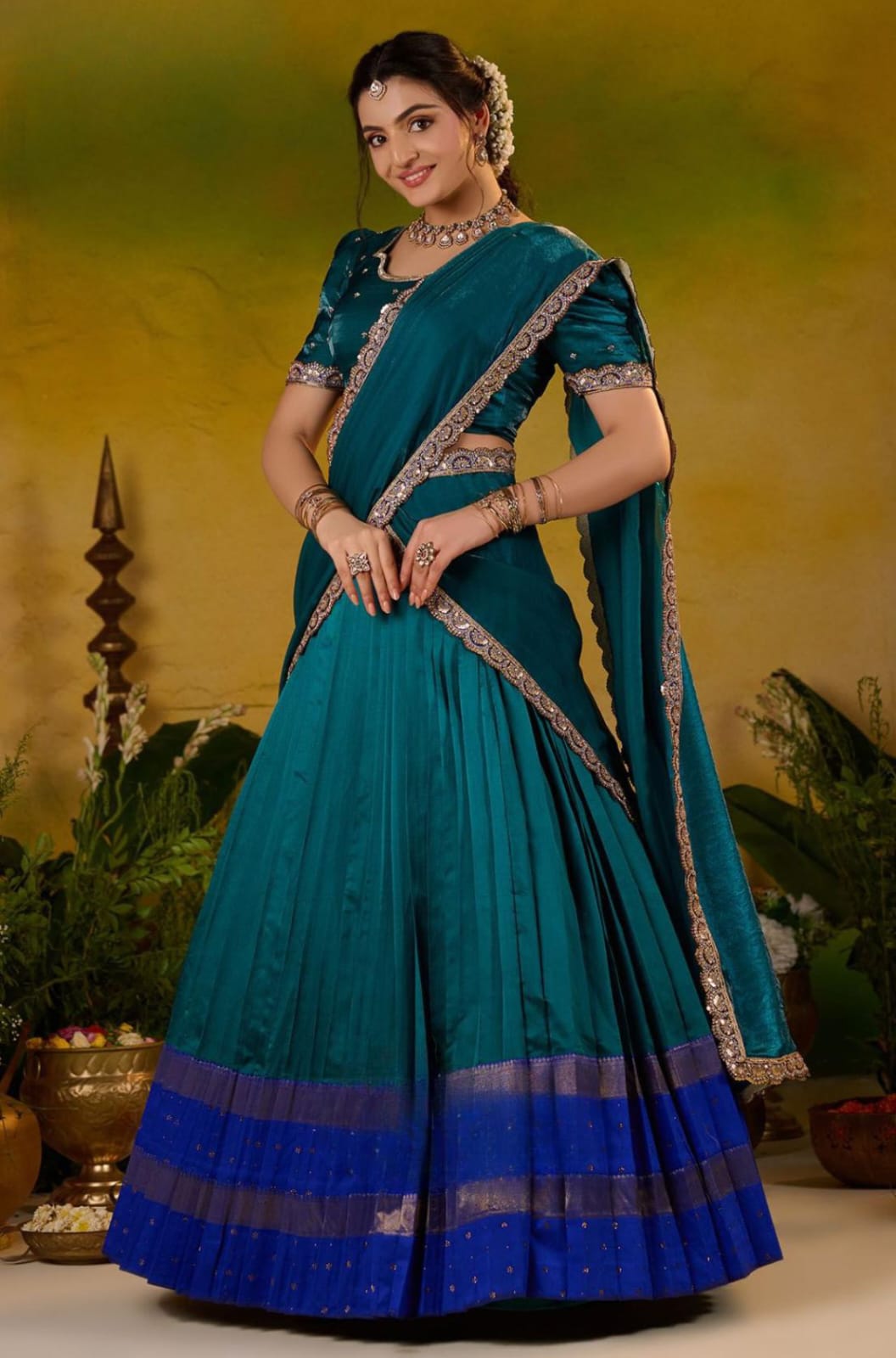Special Soft Silk Peacock Blue Lehenga Set 2 Special Soft Silk Peacock Blue Lehenga Set - Image 2