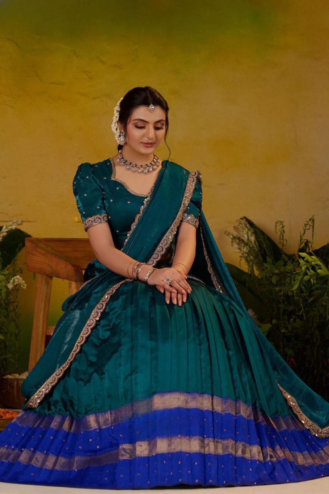 Special Soft Silk Peacock Blue Lehenga Set 17 Soft Silk Peacock Blue Lehenga Set