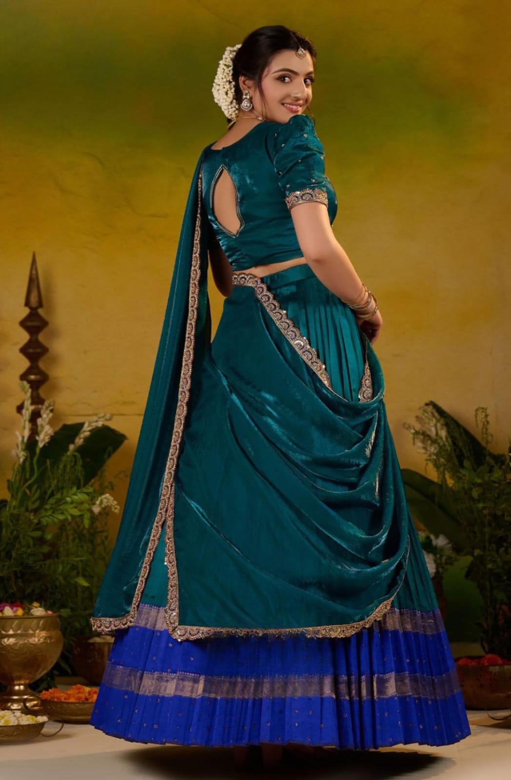 Special Soft Silk Peacock Blue Lehenga Set 7 Special Soft Silk Peacock Blue Lehenga Set - Image 7