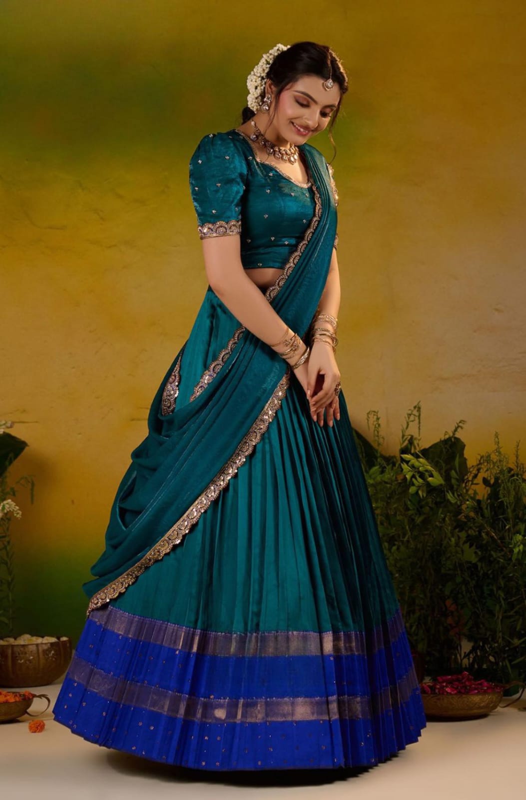 Special Soft Silk Peacock Blue Lehenga Set 8 Special Soft Silk Peacock Blue Lehenga Set - Image 8
