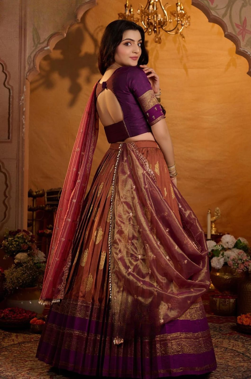 Special Silk Rust Lehenga Set 4 Special Silk Rust Lehenga Set - Image 4