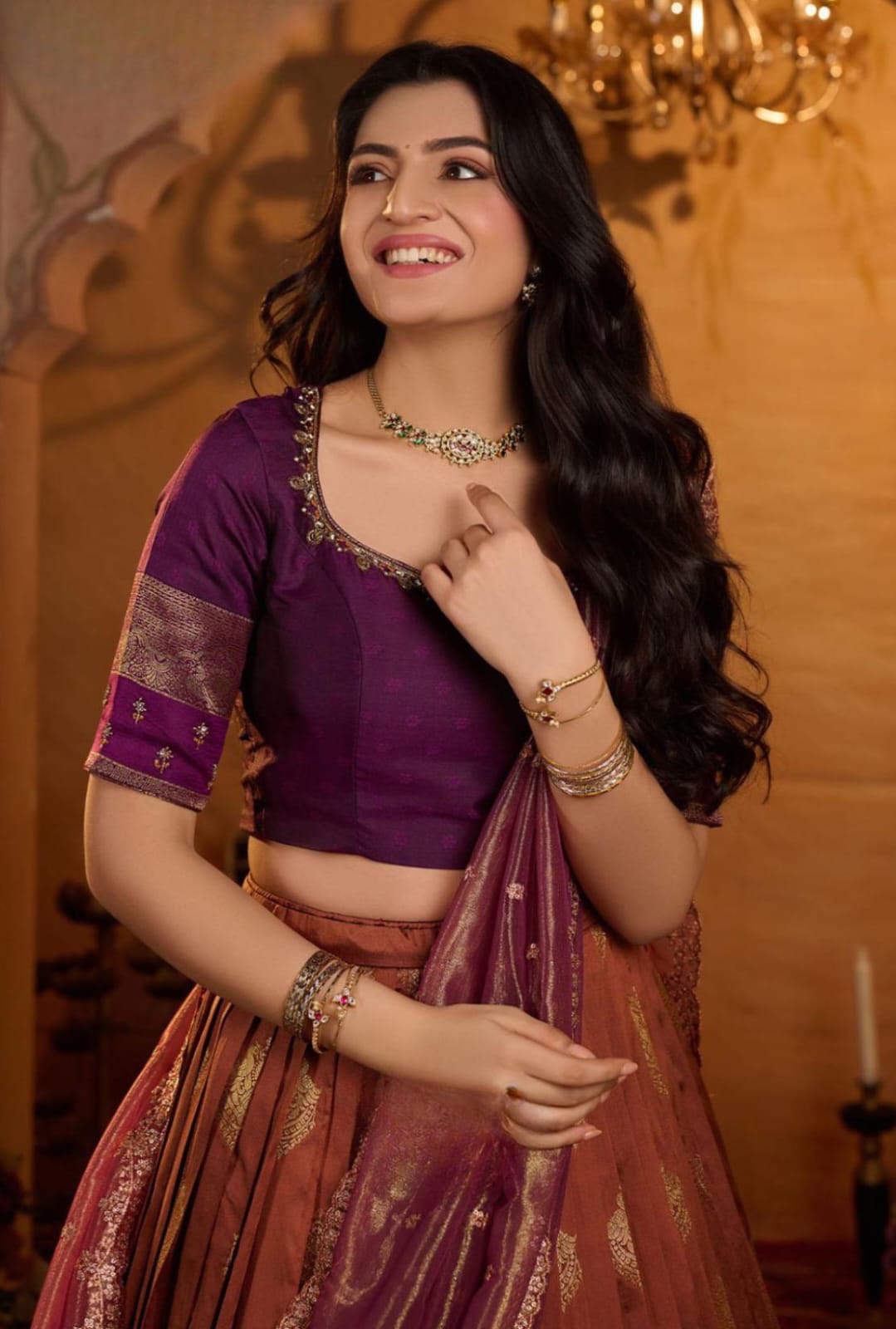 Special Silk Rust Lehenga Set 6 Special Silk Rust Lehenga Set - Image 6