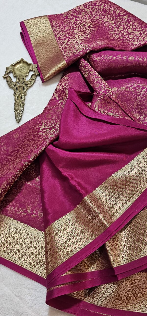 Pure crepe Brocade Mysore silk saree - Image 4