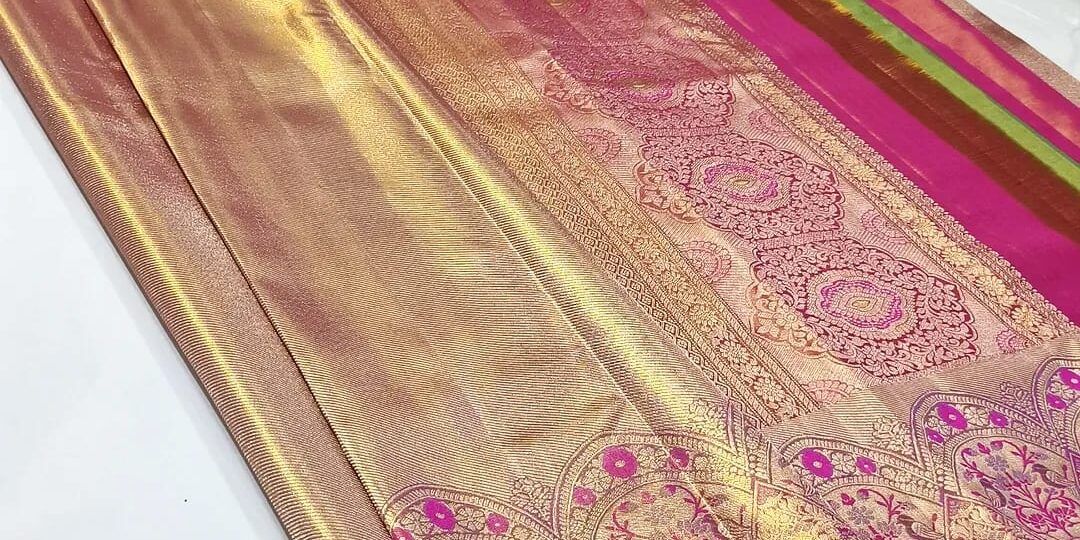 Kanchipuram 100% Pure Premium Quality Tissue Bridal Silk Saree. Very Latest Design Indian Bridal Saree  Pure Zari Weaving Silk Mark Certificated Saree