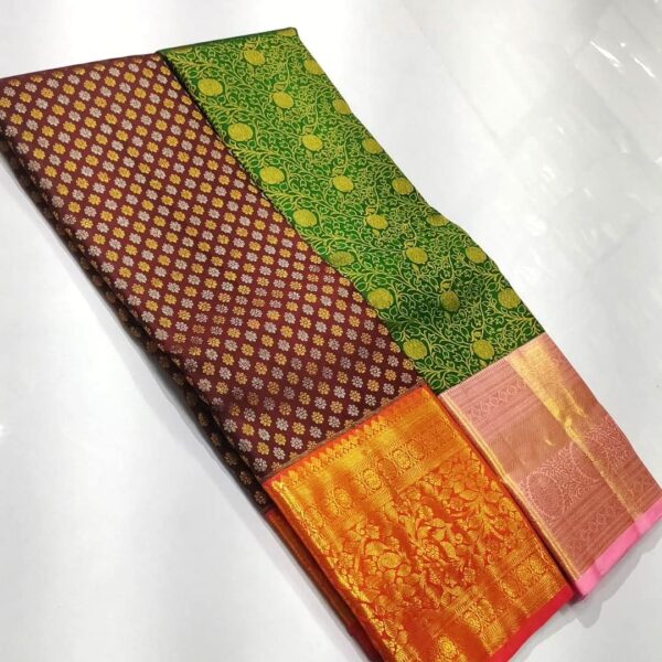 Pure kanchipattu handloom resham kuttu brocade design