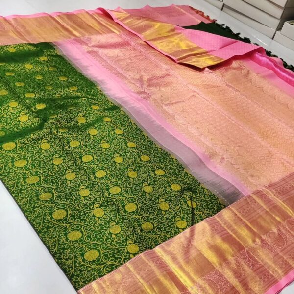 Pure kanchipattu handloom resham kuttu brocade design - Image 3