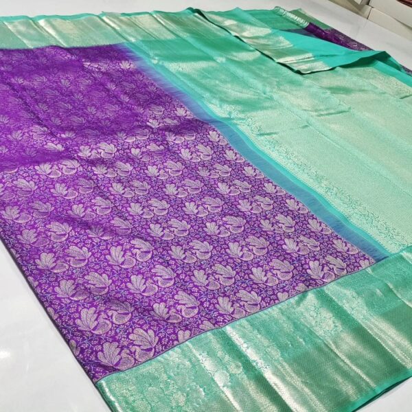 Pure kanchipattu resham kuttu floral brocade - Image 3