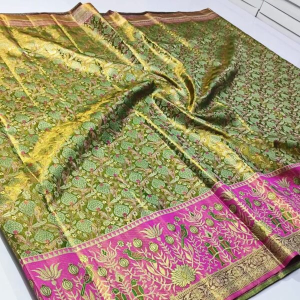 Pure kanchipattu tissue Meenakari