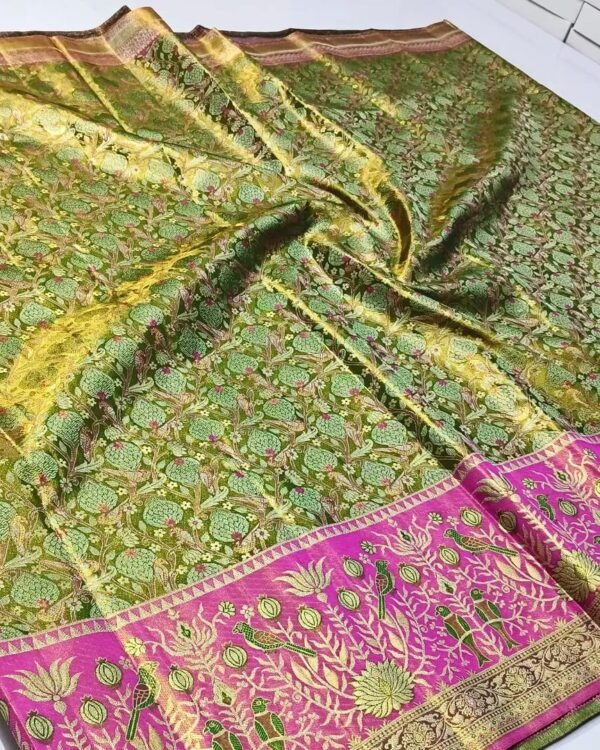Pure kanchipattu tissue Meenakari