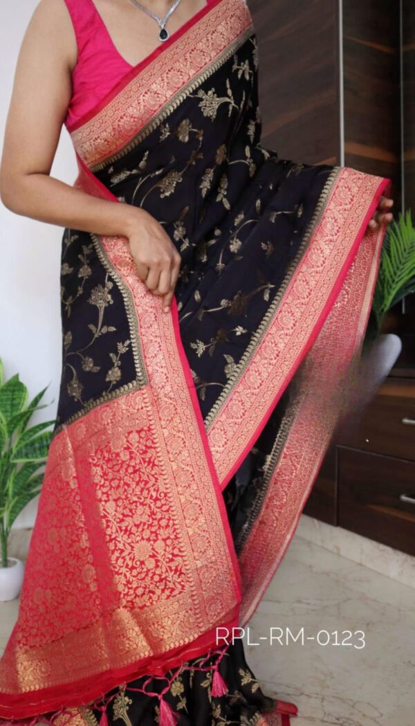 Pure Banaras satin silk saree - Image 7