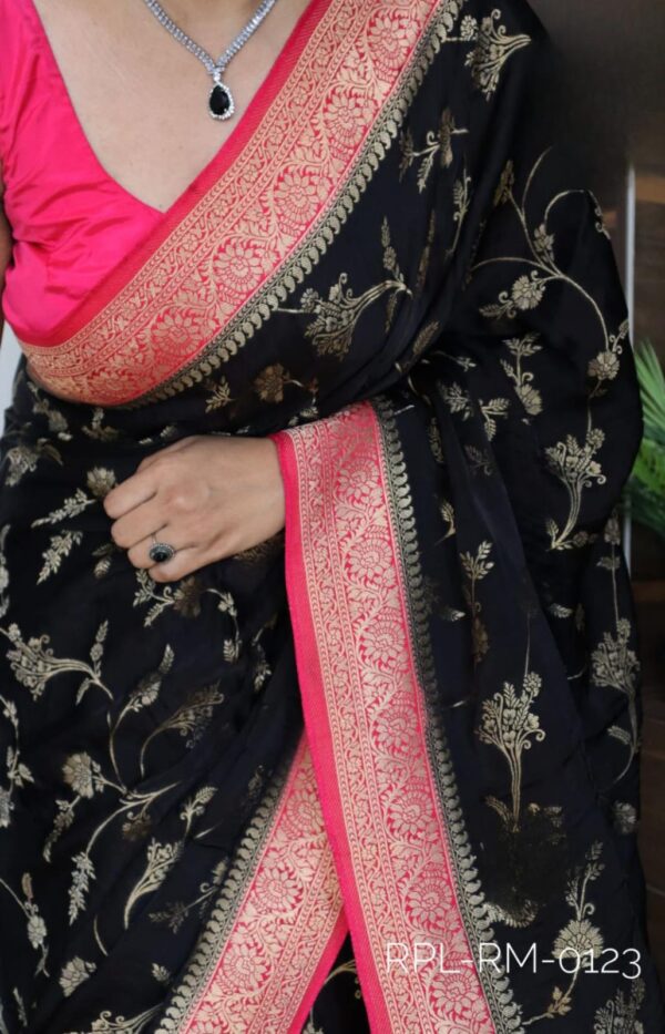 Pure Banaras satin silk saree - Image 5