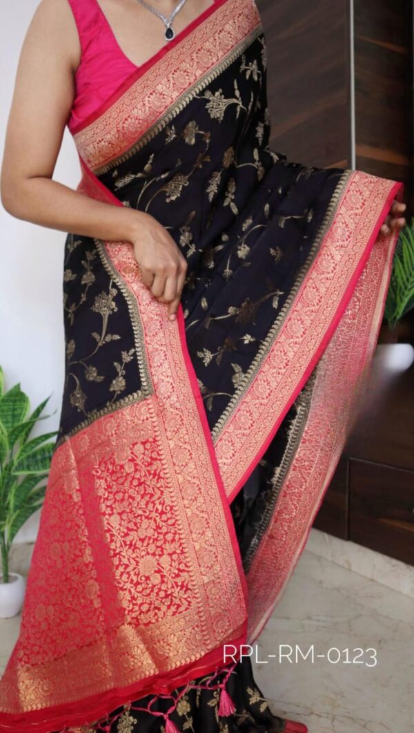 Pure Banaras satin silk saree - Image 4