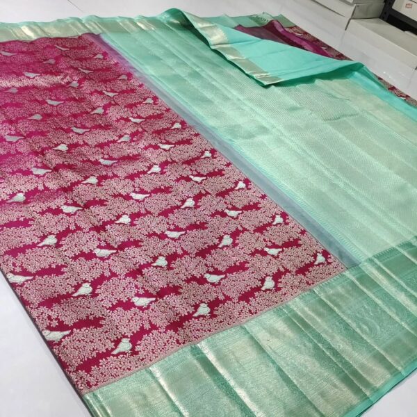 Pure kanchipattu resham double warp Meena brocade