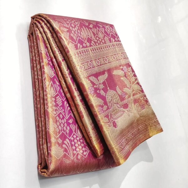 Pure kanchipattu tissue edge to edge floral brocade designs - Image 4