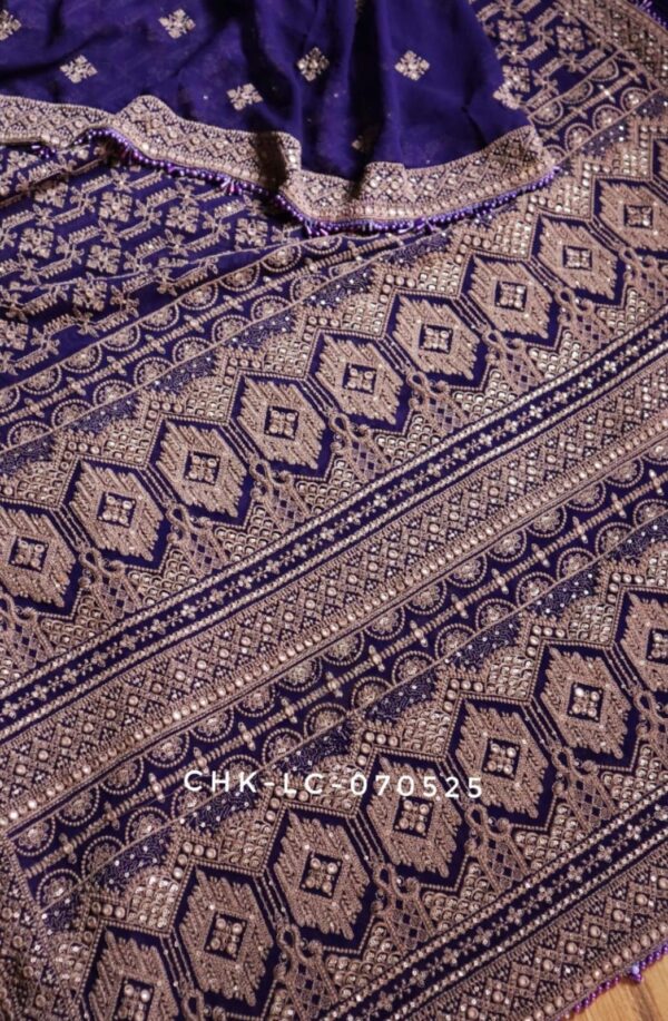 Lucknowi sarees with intricate chikankari work and handwork sequence and pearl borders - Image 2