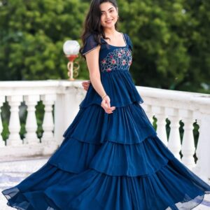 Chahat IndoWestern in Midnight Blue