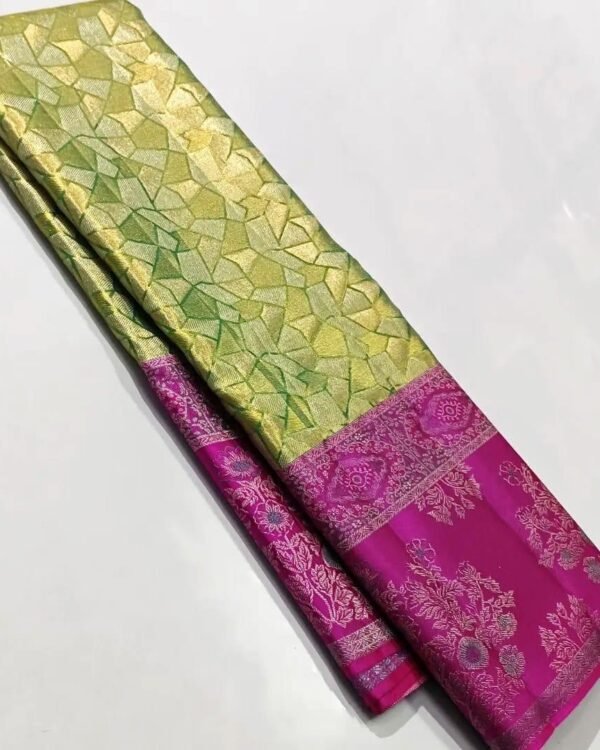 Pure kanchipattu edge to edge resham warp brocade designs