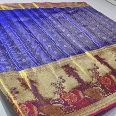Pure kanchipattu resham double warp Meena brocade