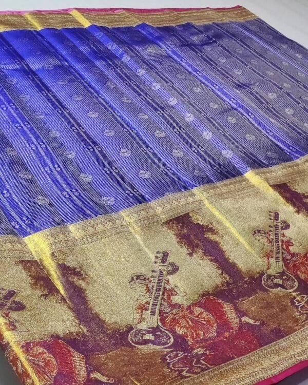 Pure kanchipattu resham double warp Meena brocade