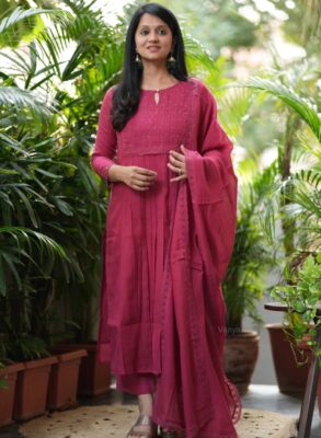 Beautiful pink pure soft cotton kota doria kurta
