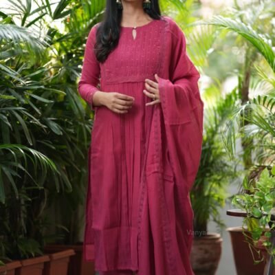 Beautiful pink pure soft cotton kota doria kurta