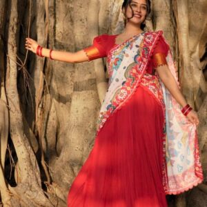 Revti Handloom Lehenga Set in Red