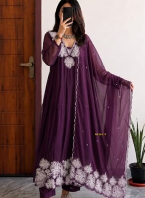 Purple Kurti Mal Chanderi outfit 