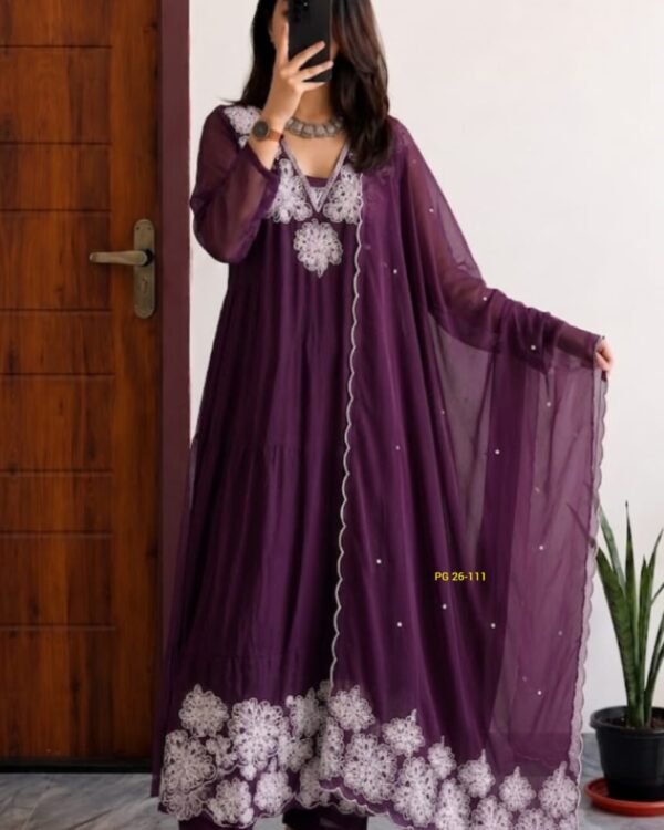 Purple Kurti Mal Chanderi outfit 