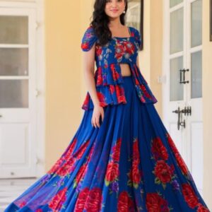 Rebecca IndoWestern in Royal Blue