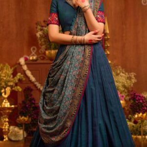Rudram Lehenga Set In Peacock Blue