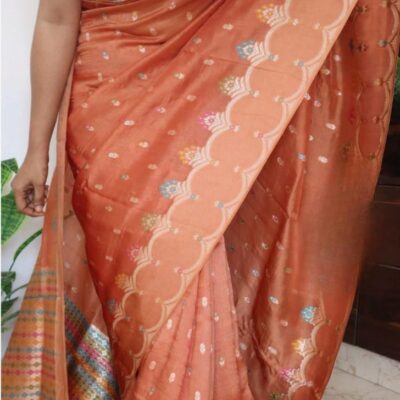 Tussar silk sarees with satin kanchi