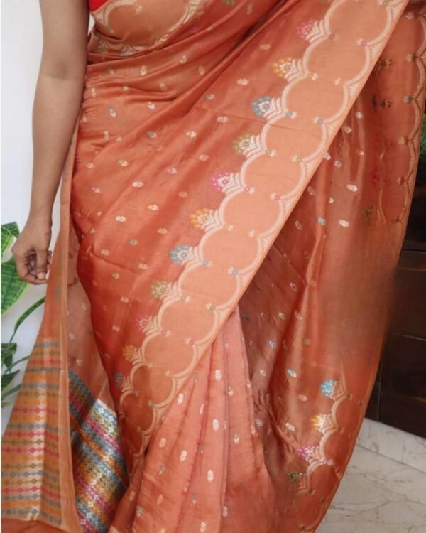 Tussar silk sarees with satin kanchi