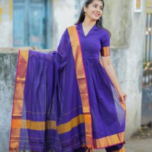 Simple Paridhi Handloom Suit Set in Purple
