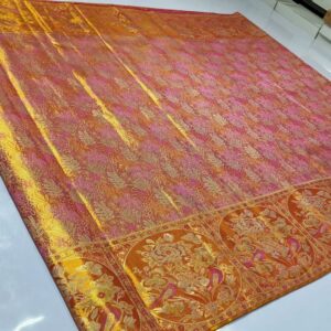 Pure kanchipattu resham gold jari Meenakari brocade