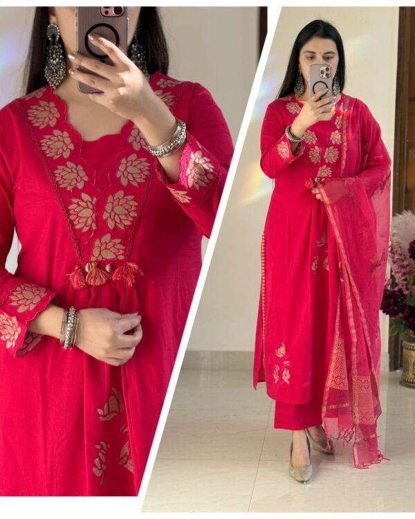 Beautiful New straight kurta set with an embroidered pattern