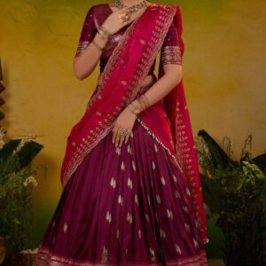 Soft Silk Wine Pink Lehenga Set