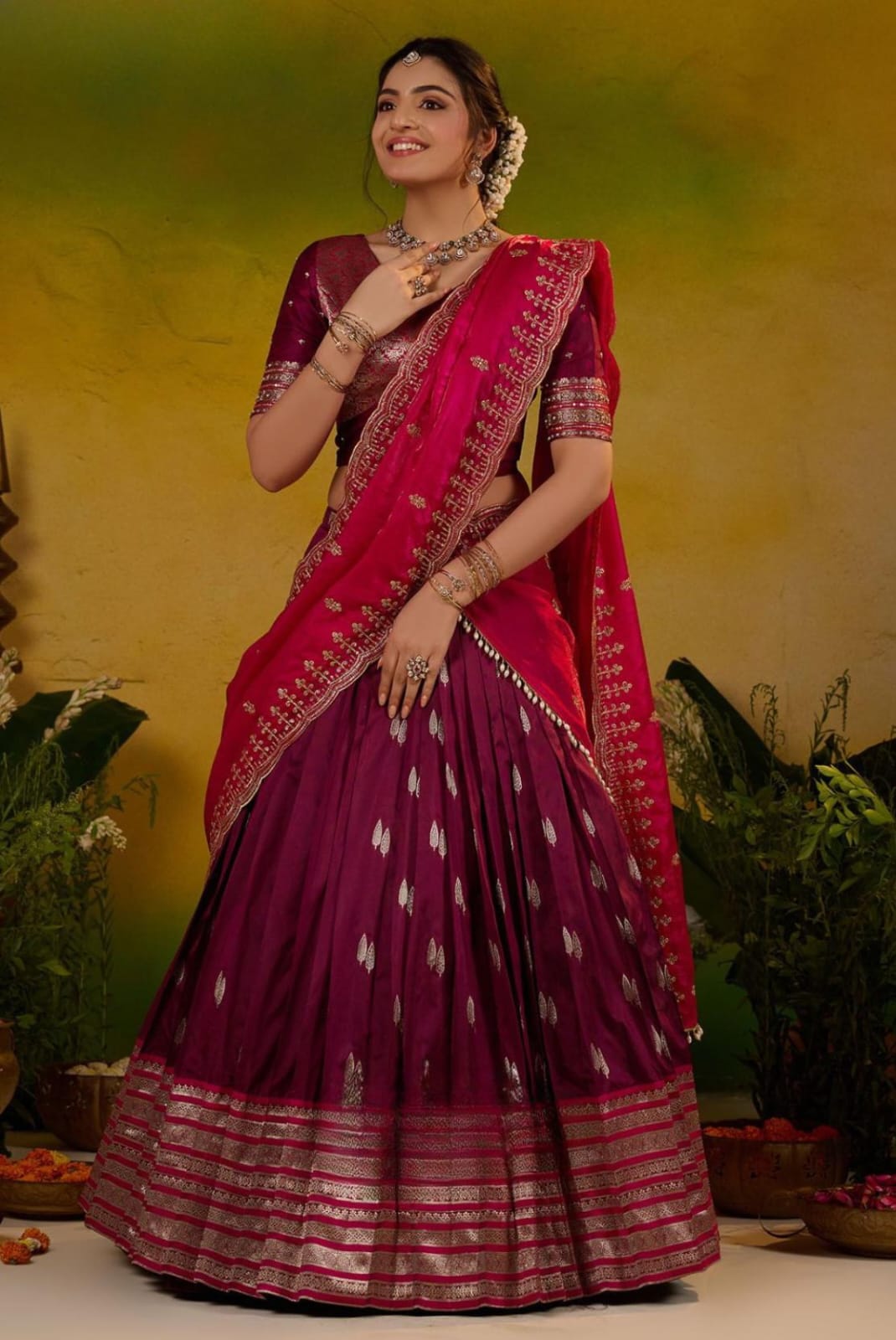 New Soft Silk Wine Pink Lehenga Set 14 Soft Silk Wine Pink Lehenga Set