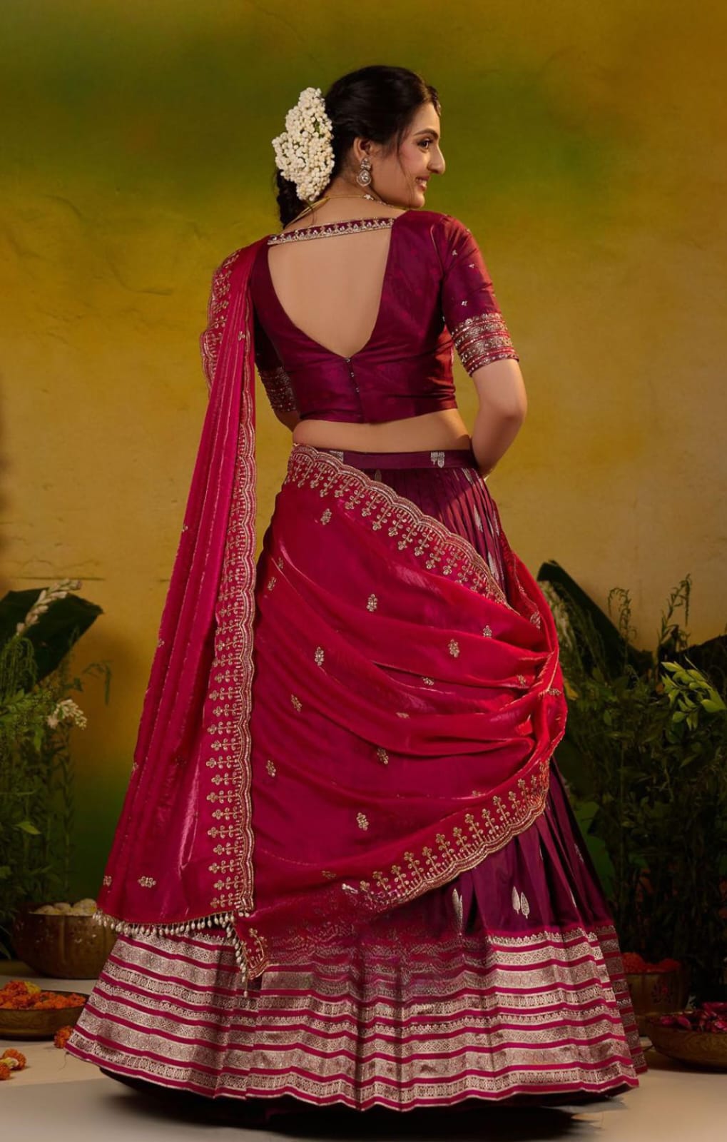 New Soft Silk Wine Pink Lehenga Set 8 New Soft Silk Wine Pink Lehenga Set - Image 8