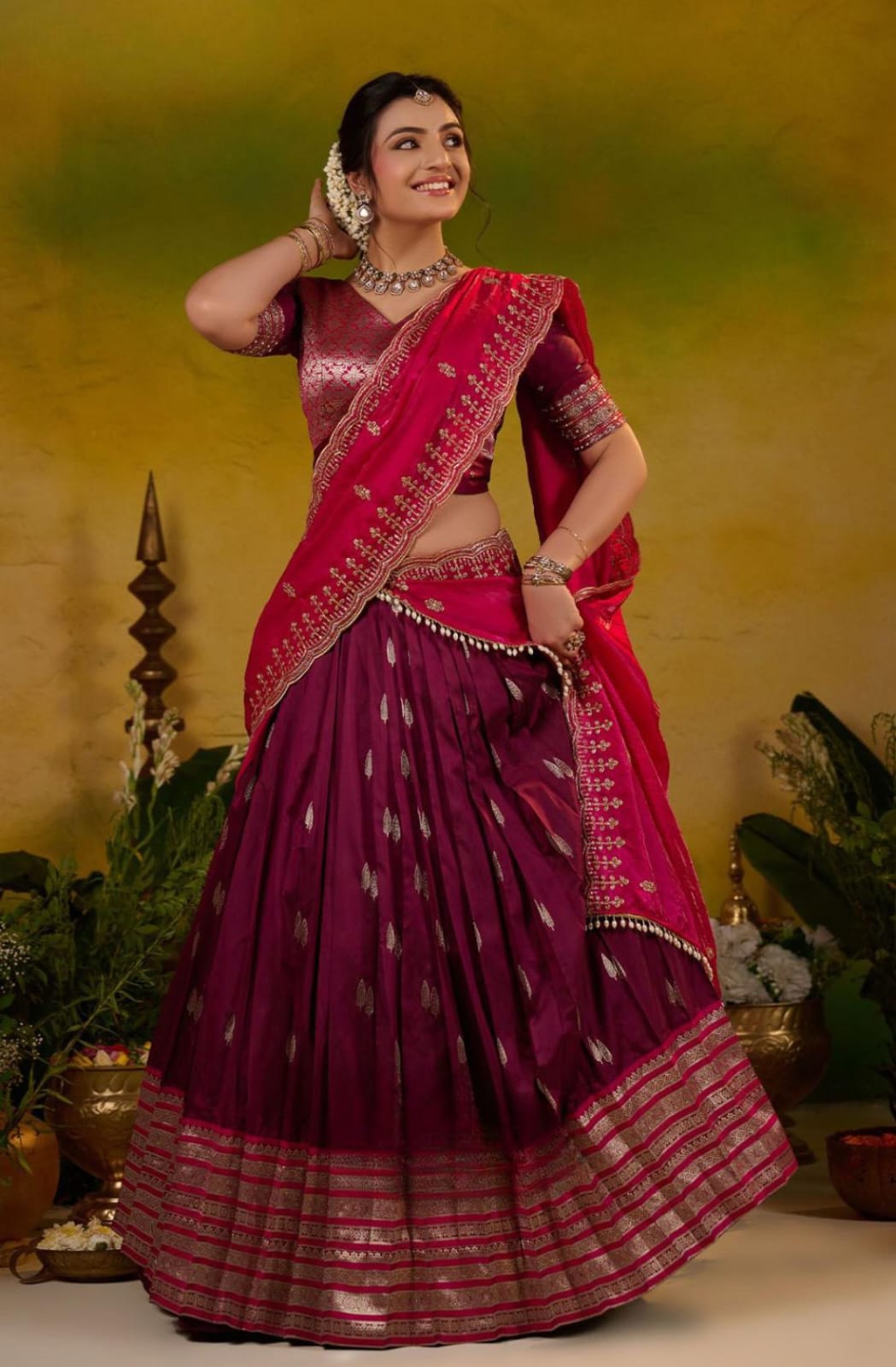 New Soft Silk Wine Pink Lehenga Set 11 New Soft Silk Wine Pink Lehenga Set - Image 11