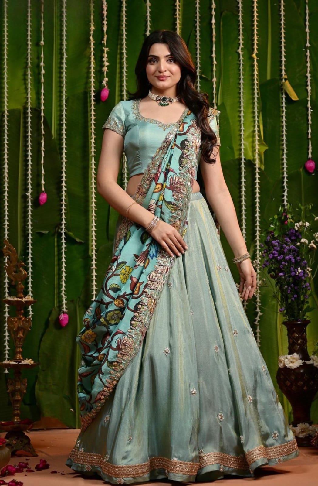 Blue Golden Tissue Lehenga Set 2 Blue Golden Tissue Lehenga Set
