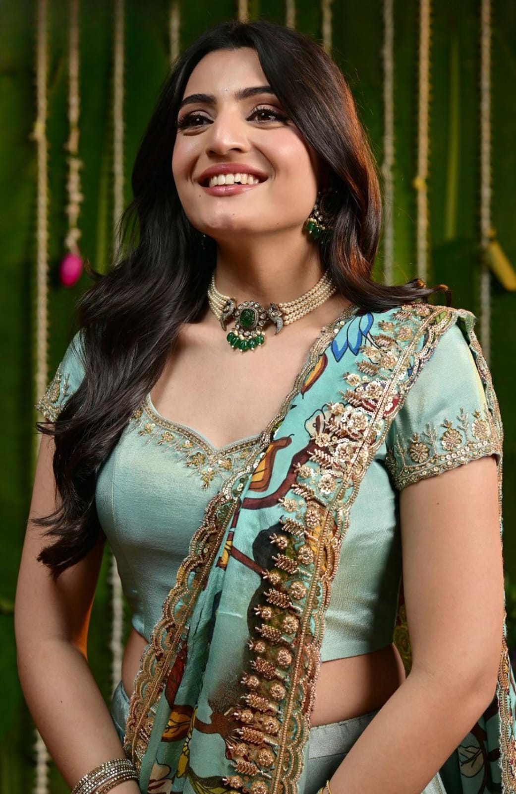 Blue Golden Tissue Lehenga Set 4 Blue Golden Tissue Lehenga Set - Image 4