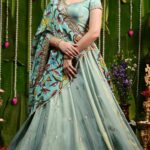 Blue Golden Tissue Lehenga Set