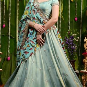 Blue Golden Tissue Lehenga Set