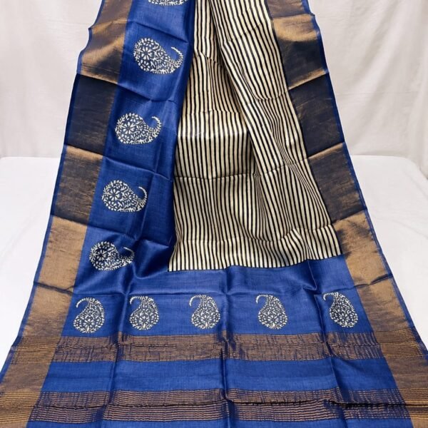 Excluxive Zari border pure handloom tussar saree 