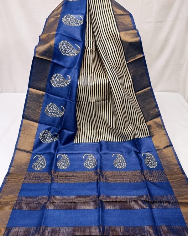 Excluxive Zari border pure handloom tussar saree 