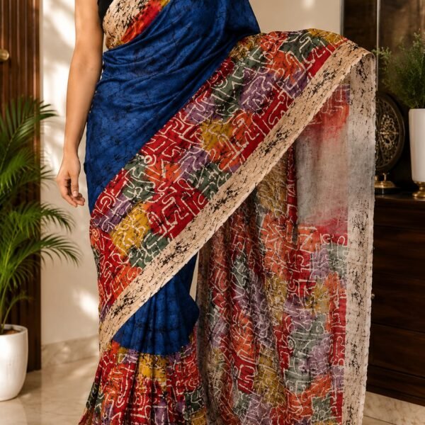 Hand Batik pure Tussar silk sarees