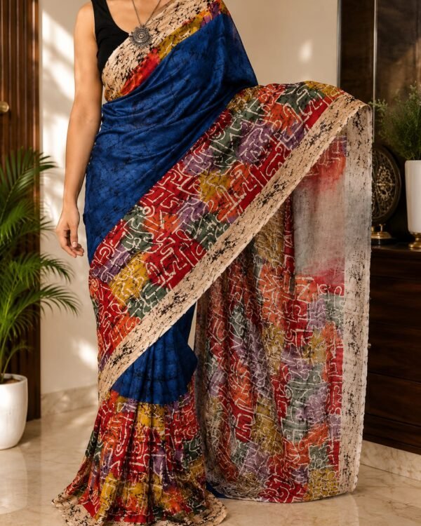 Hand Batik pure Tussar silk sarees