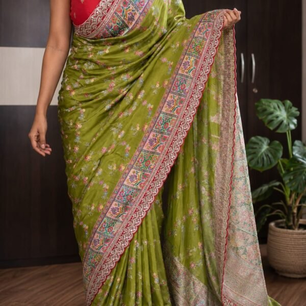 Kani pure brocade weaving on pure munga silk saree